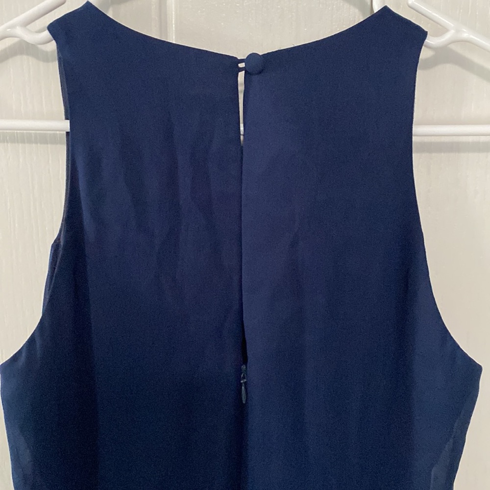 Evening Dress in gorgeous silk! Women’s sz 6 navy blue. Like new! Includes scarf - Picture 7 of 16